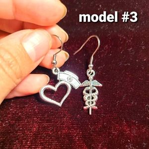 Nurse earrings hat medical health doctor hook